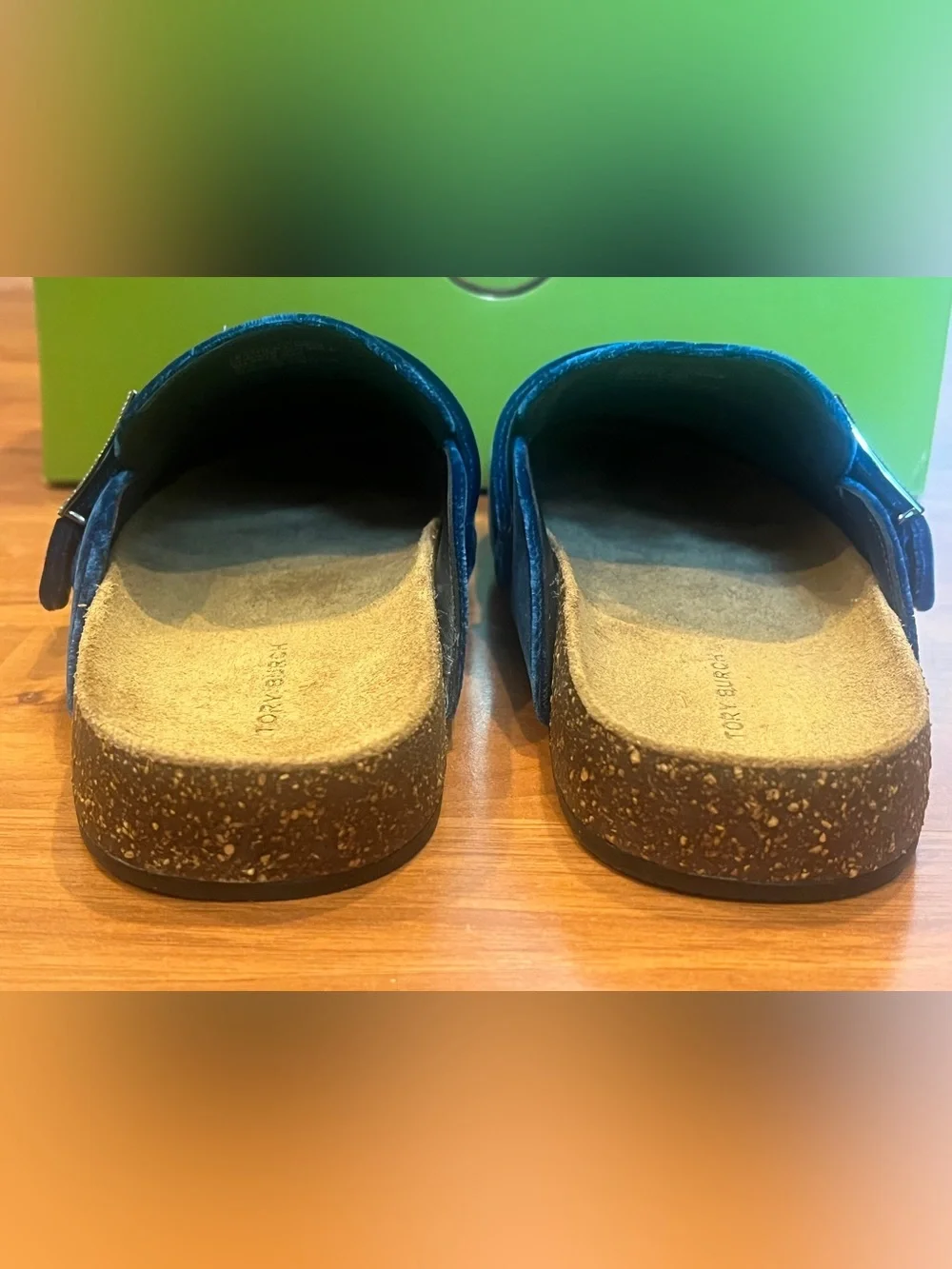 Tory Burch Mellow Pave Velvet Mule in Ocean/Silver - size 6M - NIB
